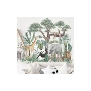 Wandtattoos – Schlafzimmerdekoration – Wandtattoos – Wandtattoo „afrikanische Tiere“ – Riesiges Dschungel-wandtattoo – 7465 Cm – Crezuo