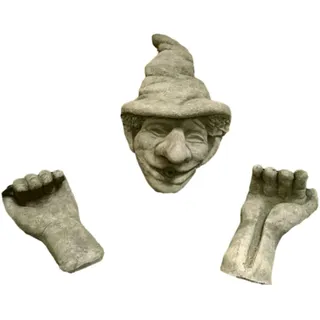 Schöner Wasserspeier, Hände und Kopf zum Einhängen für Fass, aus Steinguss Neu Frostfest Witterungsbeständig, Steinfigur zur Gartendekoration ...