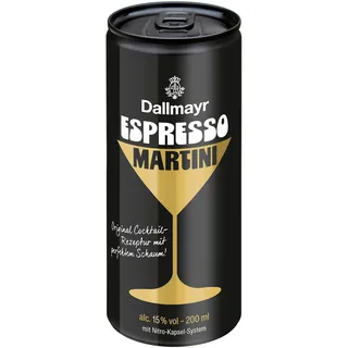 Dallmayr Espresso Martini Dose Einweg 200ml Ready-To-Drink Premium-Cocktail mit Nitro-Kapsel-System - alc. 15% vol (Packung mit 6)