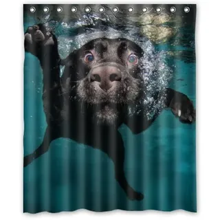 Larona Populärer lustiger reizender Labrador-Hund Badezimmer-Duschvorhang, Dusche-Ringe eingeschlossen 100% Polyester wasserdicht 150 x 180 cm