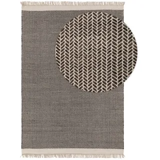 benuta pure Kim Wollteppich 160 x 230 cm Schwarz/Weiß