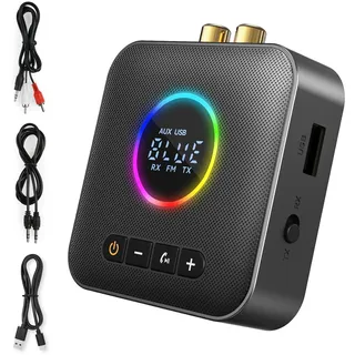 AXFEE Bluetooth 5.4 HiFi Empfänge, 2-in-1 Bluetooth 5.4 Sender & Empfänger | für Musik-Streaming-Sound System, Drahtloser Audioadapter mit 3.5mm RCA, für Heimstereoanlage/Lautsprecher/Auto/TV/Table