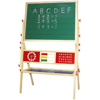 Idena 20106 - Magnet-Standtafel mit Ablage, 2 seitig mit Kreidetafel und Whiteboard, ca. 76 x 38 x 118 cm groß, zum Malen, Schreiben und Rechnen