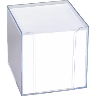 KÖNIG & EBHARDT Zettelbox (transparente Knststoffbox, 9,5 x 9,5 x 9,5 cm, 700 Blatt) weiß