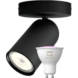 Philips Pongee Aufbauspot - 1 Spot - Schwarz + Philips Hue White & Color GU10