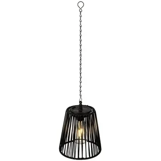 Lumineo LED Solarleuchte, Dauerlicht, warmweiß, Solar LED Pendelleuchte Outdoor 17,5cm Rattan-Optik Schwarz / Warmweiß schwarz