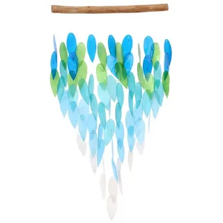 Guru-Shop Dekoobjekt Muschel Mobile, Ethno Windspiel, Sonnenfänger -.. blau|grün 30 cm x 70 cm x 1 cm