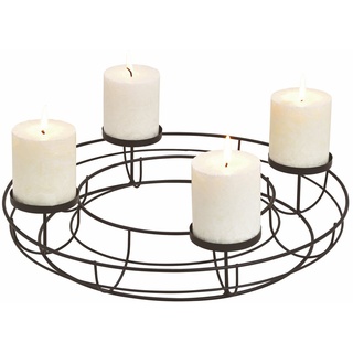 Spetebo Adventskranz Adventskranz aus Metall in schwarz - Ø 38 cm, Tisch Kerzenhalter Kerzenständer ohne Docht - Advent Weihnachten Deko modern schwarz