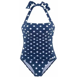 LASCANA Badeanzug Damen rauchblau-weiß Gr.40