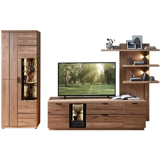 Wohn-Concept Donna TV-/Wohnwand Wildeiche Massivholz/Echtkork Bianco furniert
