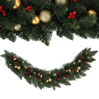 KADAX Kiefergirlande, Dekogirlande, 112cm Lange Tannengirlande, Künstliche Weihnachtsgirlande aus PVC-Folie, Kamindekoration, Weihnachtsdekoration (Vixen)