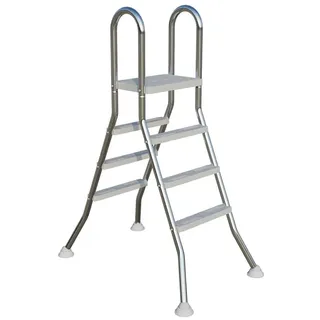 JOIEYOU Poolleiter Edelstahl 3 Stufen 120 cm Hoch Sicherheitsleiter Pool Leiter Poolleitern mit rutschfeste Pedale und Füße Einstiegsleiter Schwi... - Silber