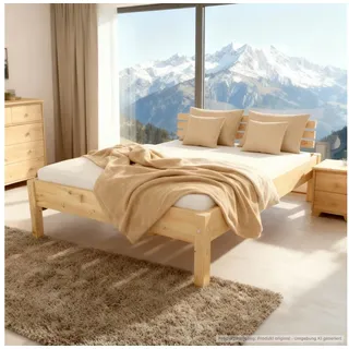 TUGA-Holztech Massivholzbett Zirbenbett 200 x 220 cm Holzbett Vollholzbett Bettgestell Bettrahmen, Breite 70 80 90 100 120 140 160 180 200 Länge 190 200 210 220 H=48 cm 220 cm x 220 cm