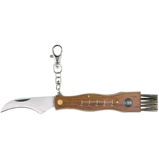 AUSONIA 26300 Pilzmesser mit Bürste Schwammerlmesser mit Pinsel Messer für Pilz Klappmesser mit gebogener Klinge und holzgriff