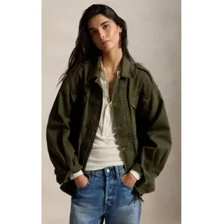 Polo Ralph Lauren für Damen. 211A93153001 Grüne, kurz geschnittene Jacke (M), Lässig, Baumwolle, Langarm