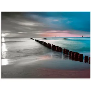 Glasbild ARTLAND "Ostsee mit schönem Sonnenaufgang" Bilder Gr. B/H: 80 cm x 60 cm, Gewässer, 1 St., schwarz (schwarz, weiß) Glasbilder in verschiedenen Größen