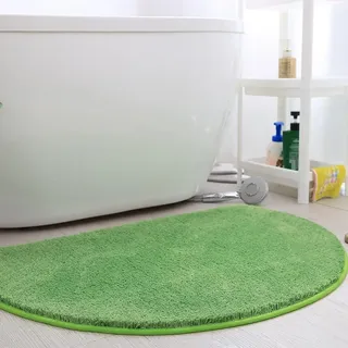 Bathroom Badematte Badvorleger Halbrund Waschbar Badeteppich Weich Duschvorleger rutschfest Antibakteriell aus Mikrofaser, Weiche Badezimmerteppich Wasserabsorbierend Badematte, Maschinenwaschbare