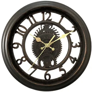 Vintage 11" Wanduhr - Schwarz, Kreative Skelett-wanduhr, Runde Wanduhr Mit Beleuchtung Für Das Wohnzimmer, Luxuriöser Stil
