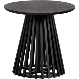 Beistelltisch Slats High, Kiefernholz MDF, modern skandinavisch, rund in Schwarz, lackiert