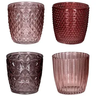 levandeo Teelichthalter 4er Set Glas Rosa