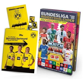 Topps Sammelkarte Match Attax Bundesliga 2022/23 Adventskalender + BVB Sticker Set 21/22