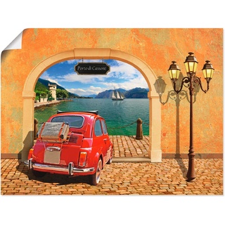 Artland Wandbild Kleiner italienischer Hafen, Auto (1 St), als Leinwandbild, Poster in verschied. Größen orange 40 cm x 30 cm