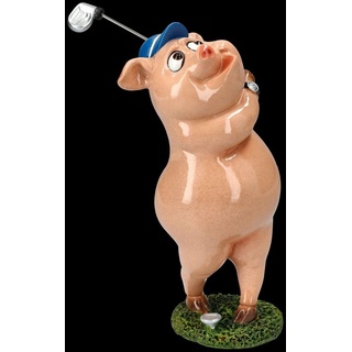 Figuren Shop GmbH Tierfigur Lustige Schweine Figur beim Golfen - lustige Dekofigur Golf Golfer bunt