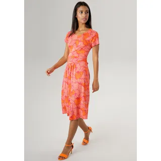 Sommerkleid ANISTON SELECTED Gr. 46, N-Gr, bunt (lachsfarben, lila, orange) Damen Kleider Knielange Bestseller