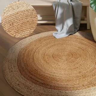 HANSE HOME Looma Juteteppich Ø 160 cm Beige/Gold/Weiß