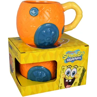 Spongebob Schwammkopf 3D Tasse - Ananas Haus Kaffeetasse Becher Kaffeebecher aus Keramik 650 ml Orange