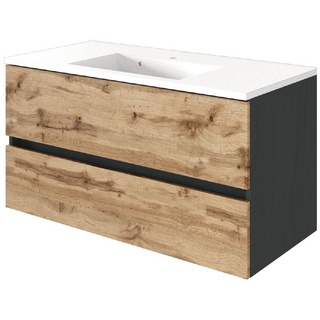 Held-Möbel Waschtischunterschrank Lucca Braun Eiche 100 cm