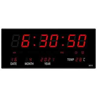 yozhiqu Wanduhr Moderne einfache digitale elektronische Wanduhr (mit großem Display und Kalender, Temperatur und Datum) rot
