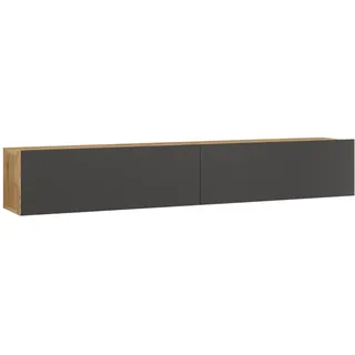 [en.casa] Lapinlahti TV-Lowboard 180 x 29,5 x 31,5 cm Anthrazit/Eiche Holz