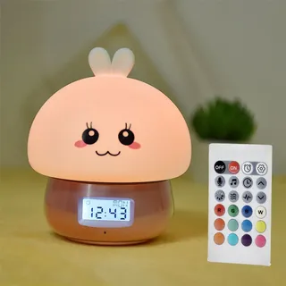 Wecker Kind Mädchen Aufwachen Licht Aufwachen Licht DIY Aufnahme 11 Naturgeräusche 7 Farben Nachtlicht Sprachaufnahme Candy Pink
