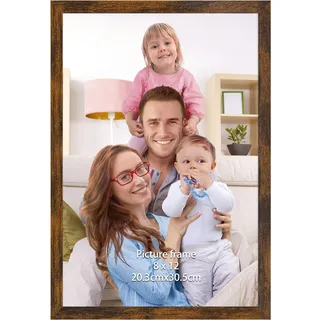 Giftgarden Braun Bilderrahmen 20x30 cm – Rustikaler Kunststoff Fotorahmen | für 30x20 Fotos und Bilder, Wand- oder Tischaufsteller – Einzel Rahmen