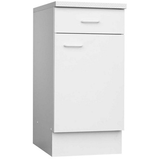Unterschrank TOP, Weiß, 1 Tür und 1 Schublade, Breite 40 cm Höhe 85 cm, Türanschlag ist beidseitig montierbar weiß