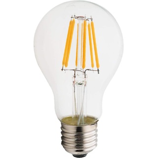 6W E27 Filament LED Edison Lampe A60, 2700K Warmweiß, Ersatz für 50W Glühlampe, nicht dimmbar, Rustikalampe Filamentstil klar (1 er Pack)