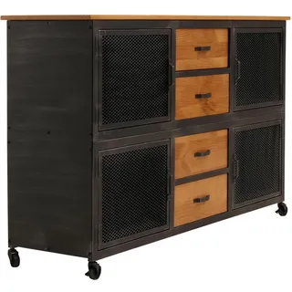 MCW Sideboard N28 150 x 90 x 40 cm Schwarz / Beige
