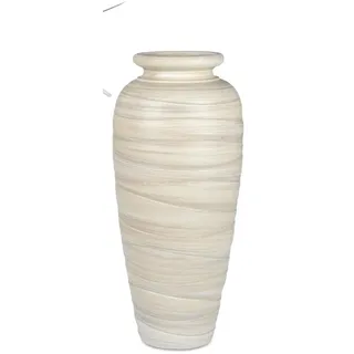 Dekorative schwere Bodenvase 50cm Creme - Relief aus Keramik gefertigt