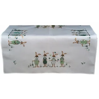 texpot Tischdecke Tischläufer Stickerei Hasenkinder Osterhasen Ostern (1-tlg) weiß Quadratisch | 85 cm x 85 cm