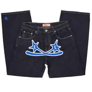 Genikeer Y2k Hose Herren, Sporthose Herren Lang Minus-Two Baggy Jeans Jogginghose, Cargo Hosen Männer Hip Hop, Harajuku Denim Pants Herren Schwarze Outdoorhose Cargohose
