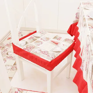 PETTI Artigiani Italiani - Kissen für Küchenstühle mit Gummizug 2 Stück, Stuhlkissen aus Baumwolle mit Gummizug 40 x 40 cm – 2er-Set Design Lidia Rot 100% Made in Italy