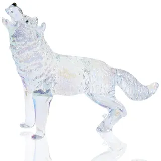 Kristallglas Wolf Figur Dazzle Klar Heulender Wolf Statue mundgeblasenes Glas Tier Skulptur Sammlerstück Briefbeschwerer