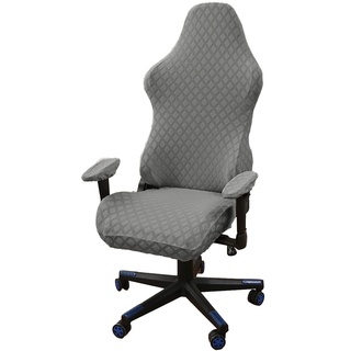 LIFEDX Gamingstuhl-Bezüge Gaming Stuhl bezug 4 Stück,Bürostuhl Drehstuhl Bezug mit Armlehnen/Stuhlrücken Bezug,Dehnbare Stuhl Bezüge für Computer-Spielstuhl, Racing-Stil,Bürostuhl-Ohne Stuhl-Grey