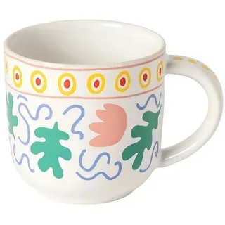Costa Nova Tasse Summer Bliss Becher, Tulip Weiß, Tasse mit Henkel, 49cl, 13,9 x 9,7 cm, 1-tlg., Keramik weiß