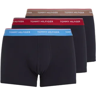 Trunk TOMMY HILFIGER UNDERWEAR "3P WB TRUNK" Gr. L (52), 3 St., blue spell, rich taupe, royal berry Herren Unterhosen mit Logo-Elastikbund