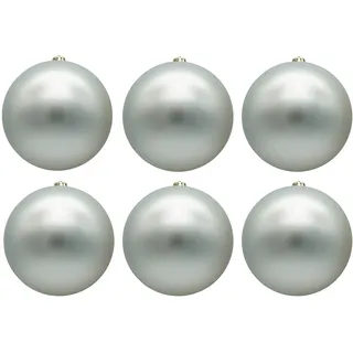 Weihnachtskugeln aus Kunststoff zum Hängen für den Außenbereich - Frost und Wetterfest - Outdoor Weihnachtkugeln - Christbaumkugeln für draußen (6 Stück Silber Matt Ø 12)