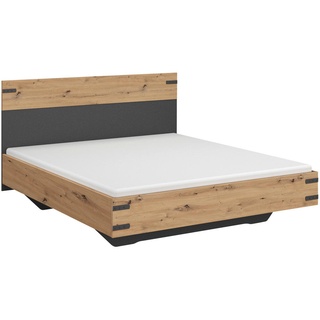 Rauch Bett - Eiche Artisan-graumetallic - 160x200 cm Blauer Engel, Goldenes M, Made in Germany, für Lattenrost geeignet, Schlafzimmer, Betten, Futonbetten