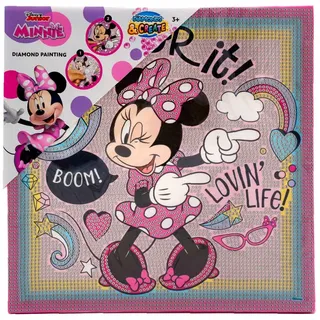 Disney Minnie Mouse Diamond Painting XL | Leinwand 29 x 29 cm | Kinder | Inkl. Glitzersteinen, Stift, Wachs und Schale, ab 3 Jahren