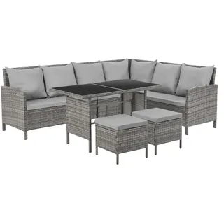 Svita Madison Rattan-Lounge Ecksofa grau